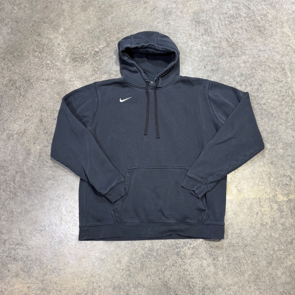 Nike Hoodie Mens Large Black Team Fleece Swoosh Pullover Athletic Streetwear